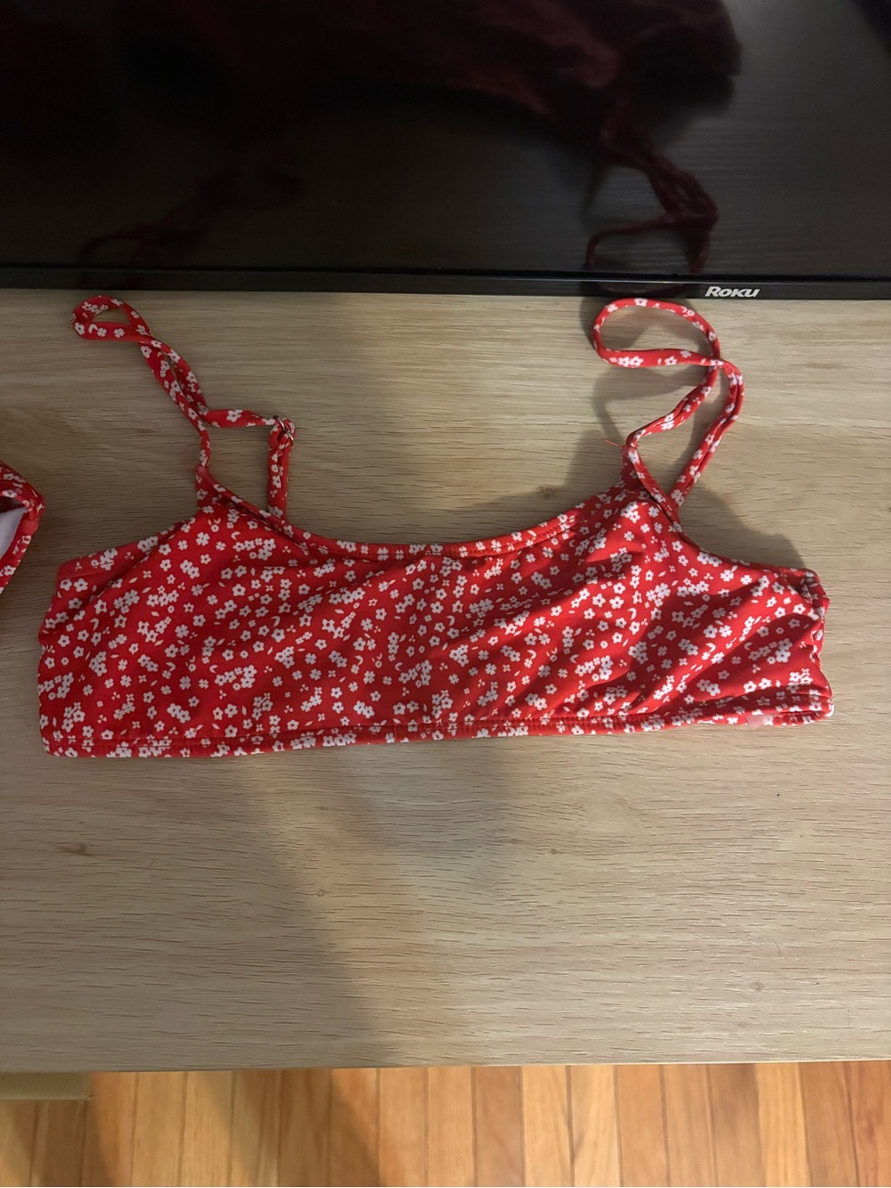 Red Floral Bikini — With Skirt Cover Up